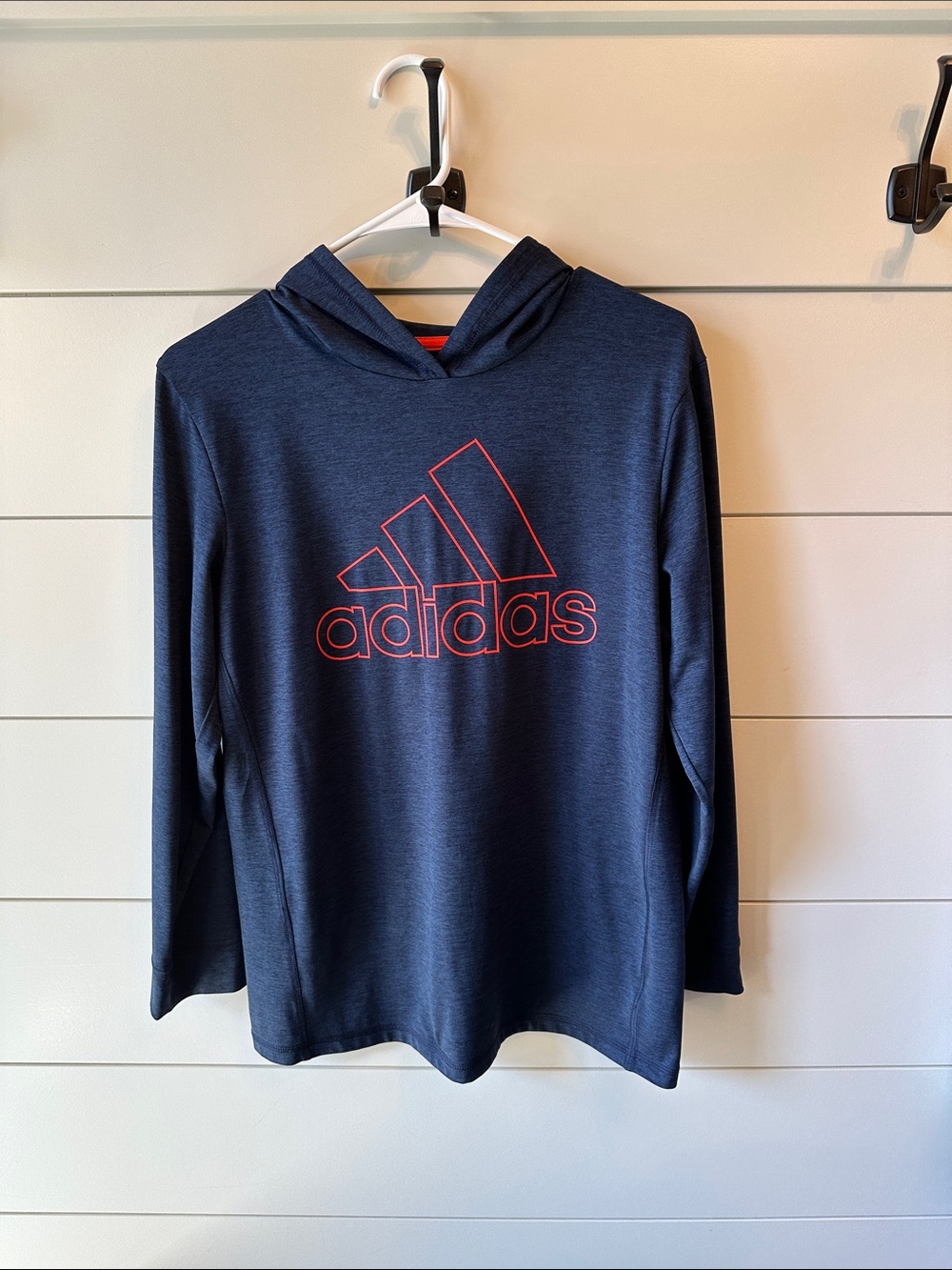 adidas boys Navy Hooded Long-Sleeve tee